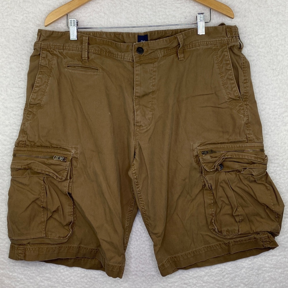 Gap Mens Brown Cargo Shorts Adjustable Waist Multi-Pocket Utility Size 38